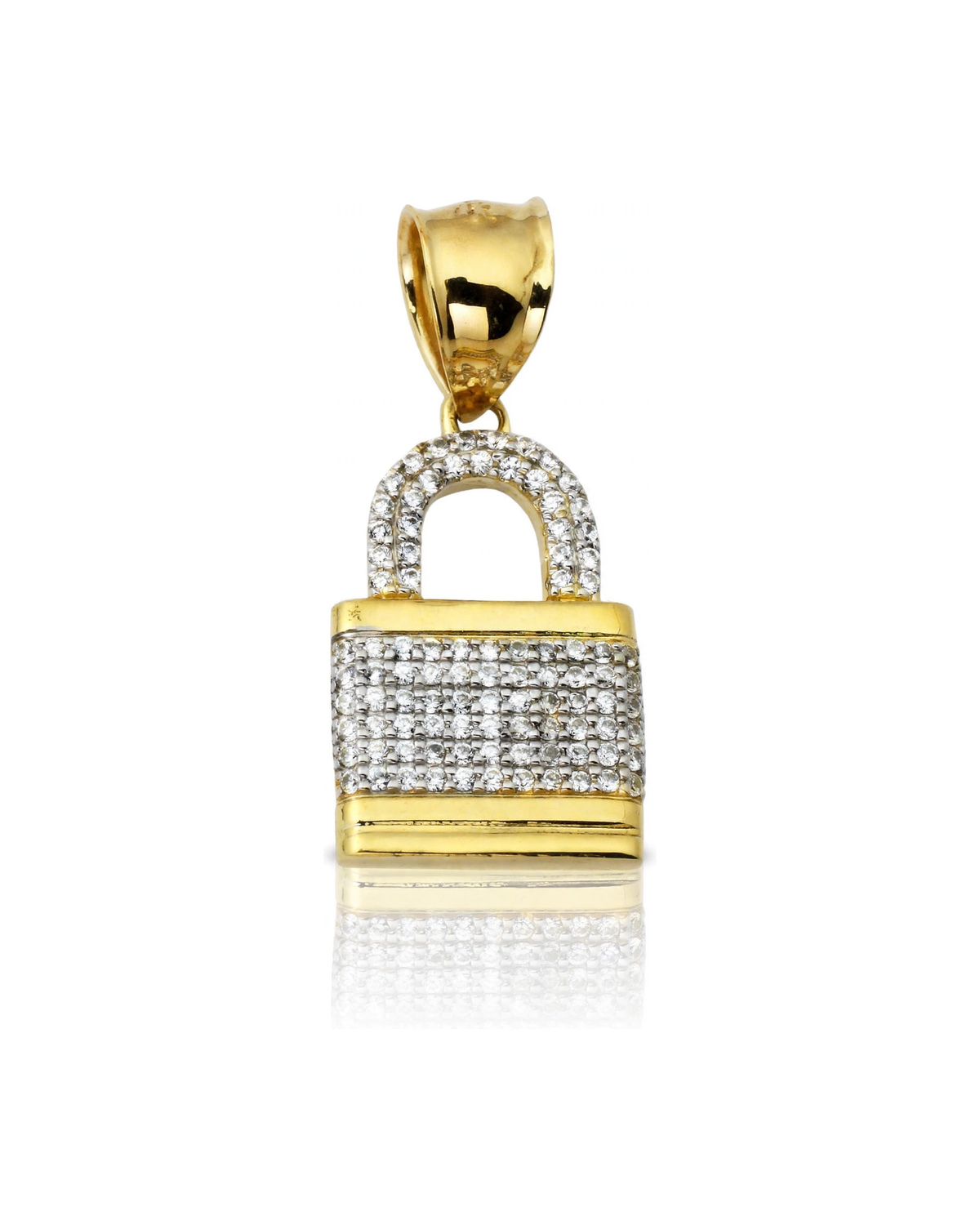 Padlock Pendant with CZ - 10K Gold