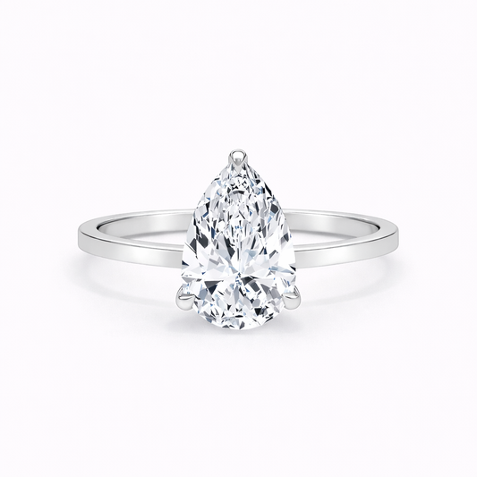 14K Pear Solitaire — Cathedral Flat Edge