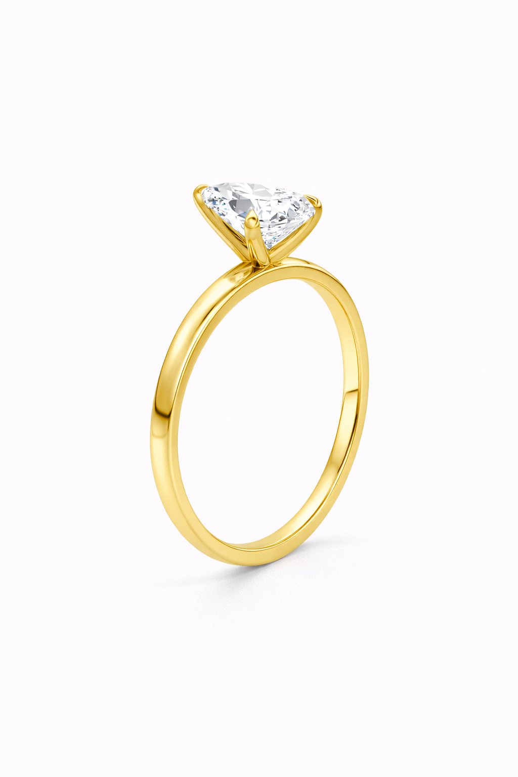 14K Pear Solitaire — Flat Edge