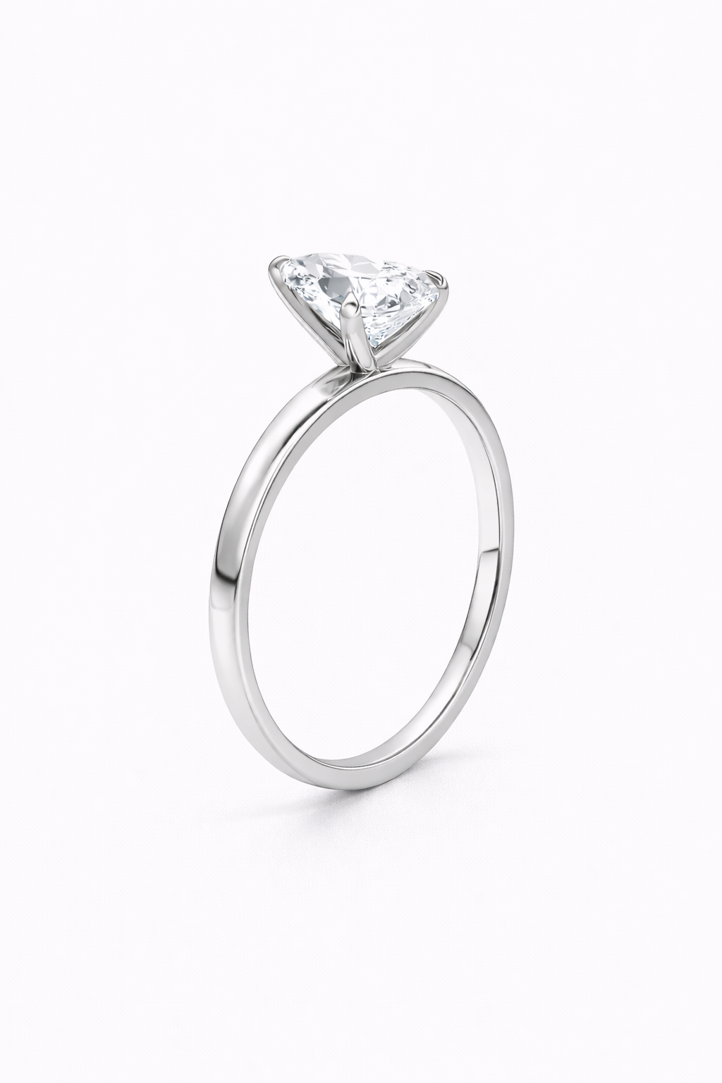 14K Pear Solitaire — Flat Edge