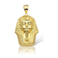 Pharaoh Bust Pendant with Striped Nemes Headdress - 10K Yellow Gold