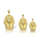 Pharaoh Bust Pendant with Striped Nemes Headdress - 10K Yellow Gold