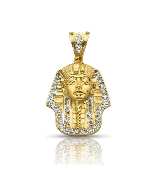 Pharaoh Mini Pendant with CZ Halo Frame - 10K Gold