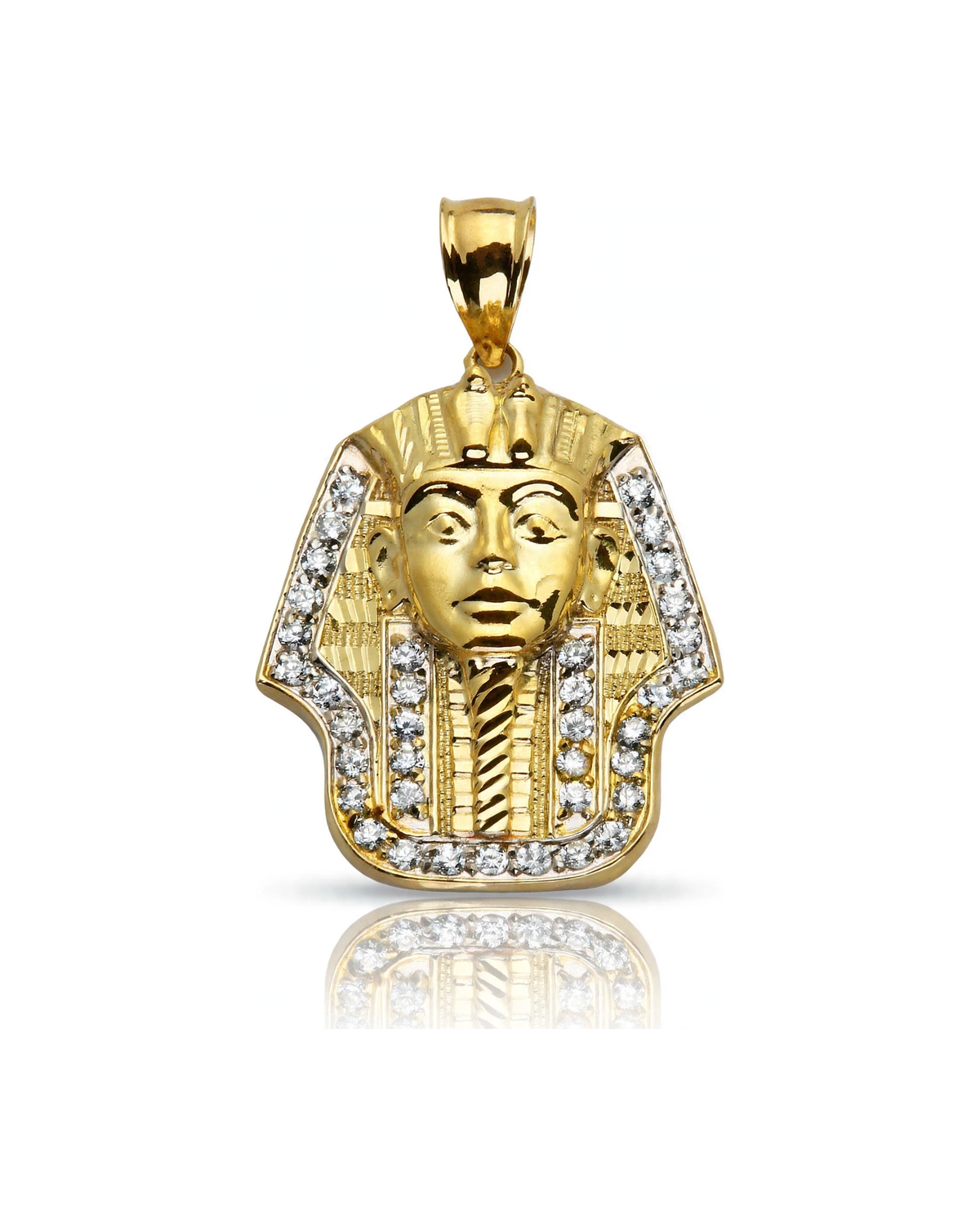 Pharaoh Pendant with CZ Side Frame - 10K Gold