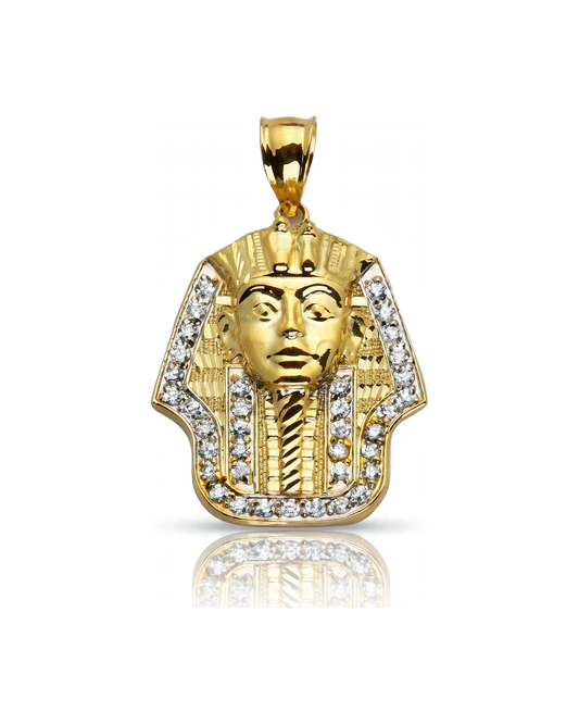 Pharaoh Pendant with CZ Side Frame - 10K Gold