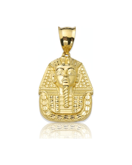 Pharaoh Pendant with Dotted Border Texture - 10K Yellow Gold