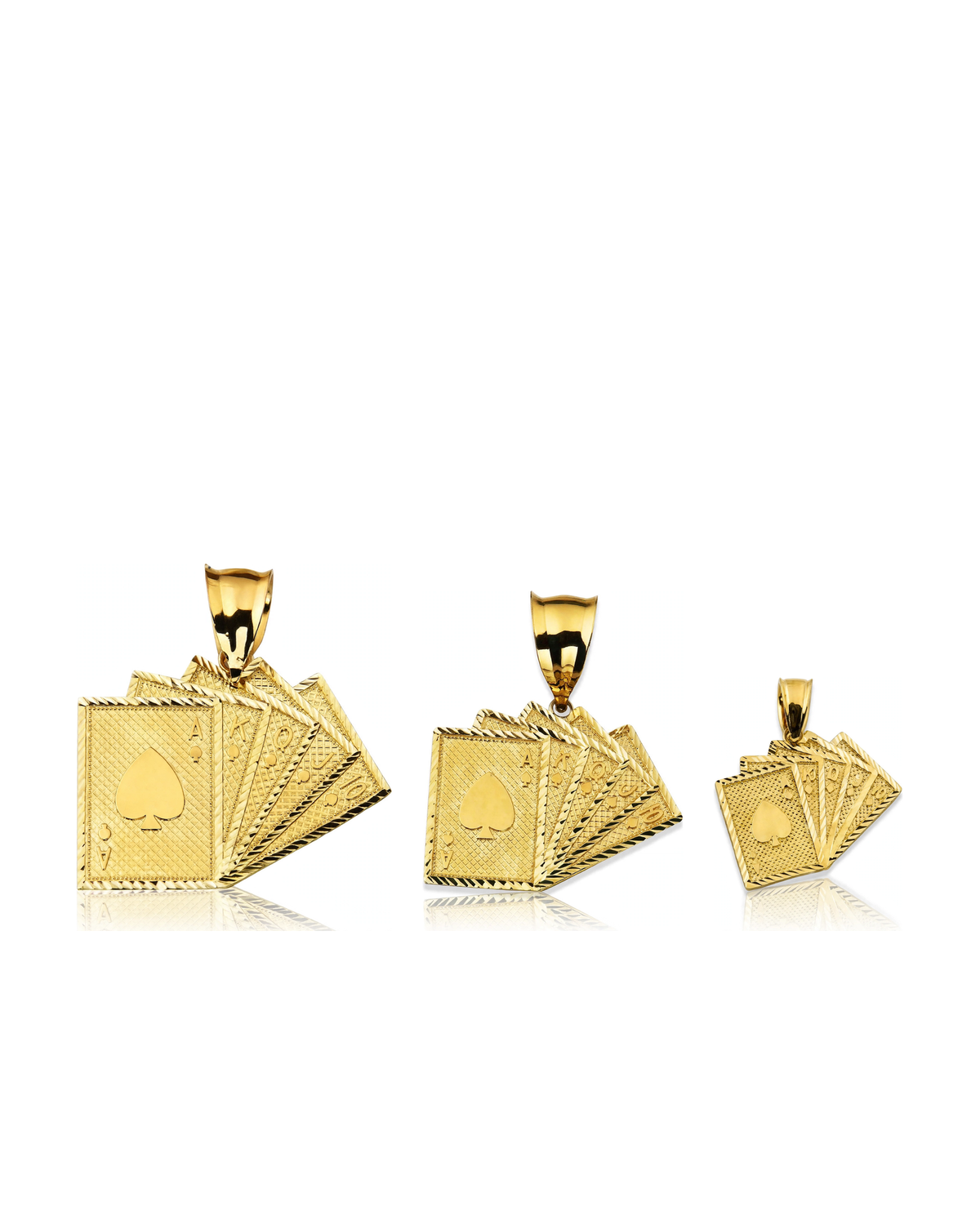Playing Cards Ace of Spades Fan Pendant - 10K Yellow Gold