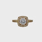 Round Cut Center Stone Halo Engagement Ring - 10k Yellow Gold