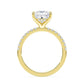 14K Princess Cut Solitaire — Hidden Halo Pave