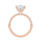 14K Princess Cut Solitaire — Hidden Halo Pave