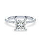 14K Princess Cut Solitaire — Hidden Halo Pave