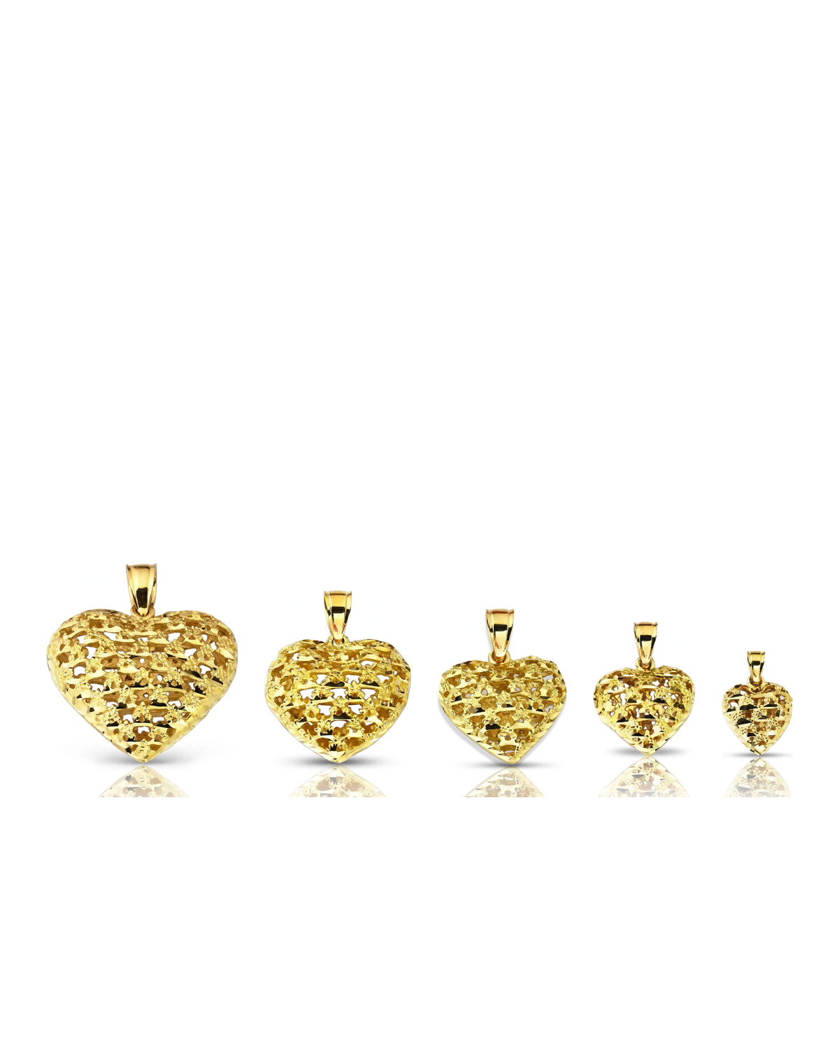 Puffed Heart Woven Texture Pendant - 10K Yellow Gold