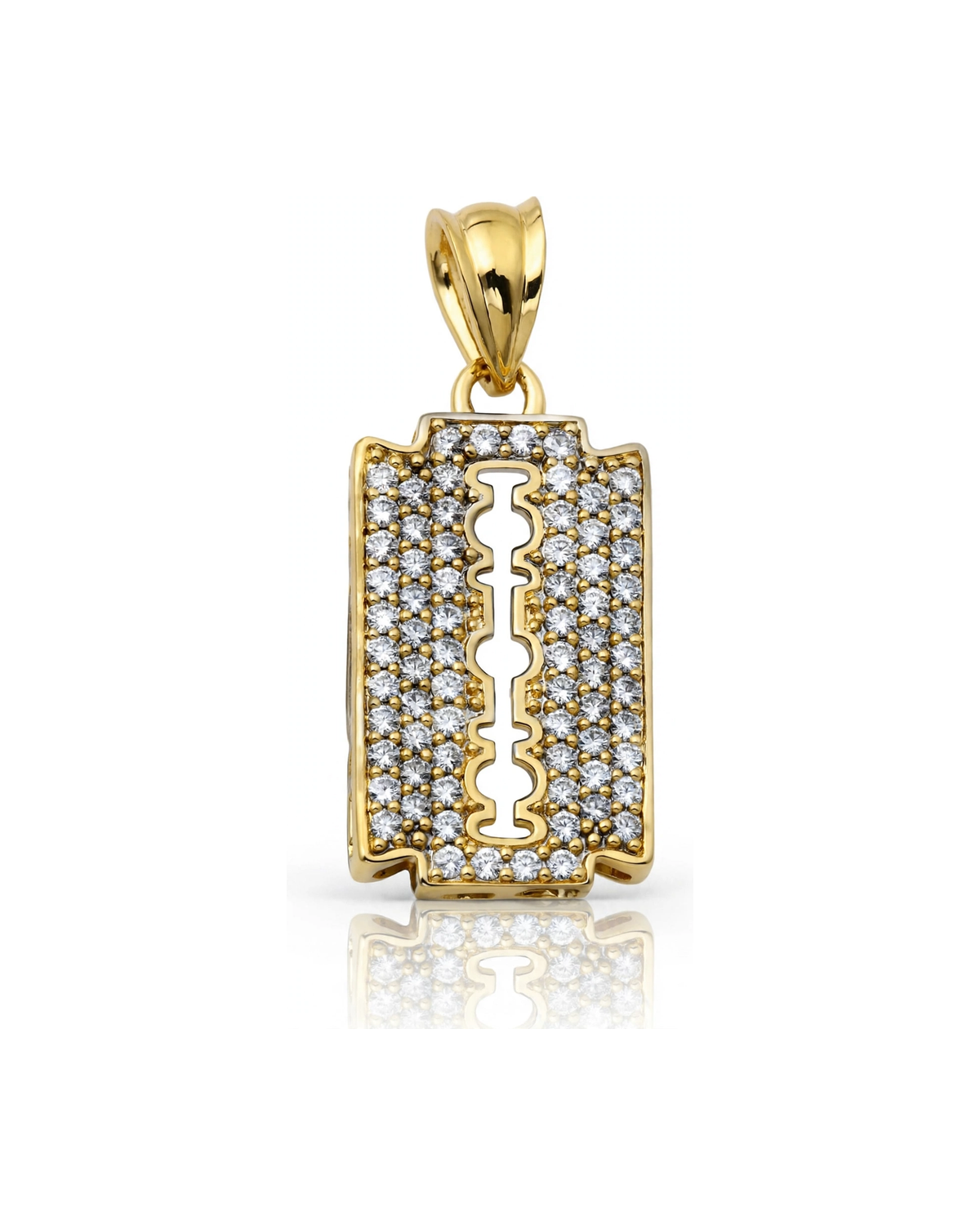 Razor Blade Pendant with CZ Frame - 10K Gold