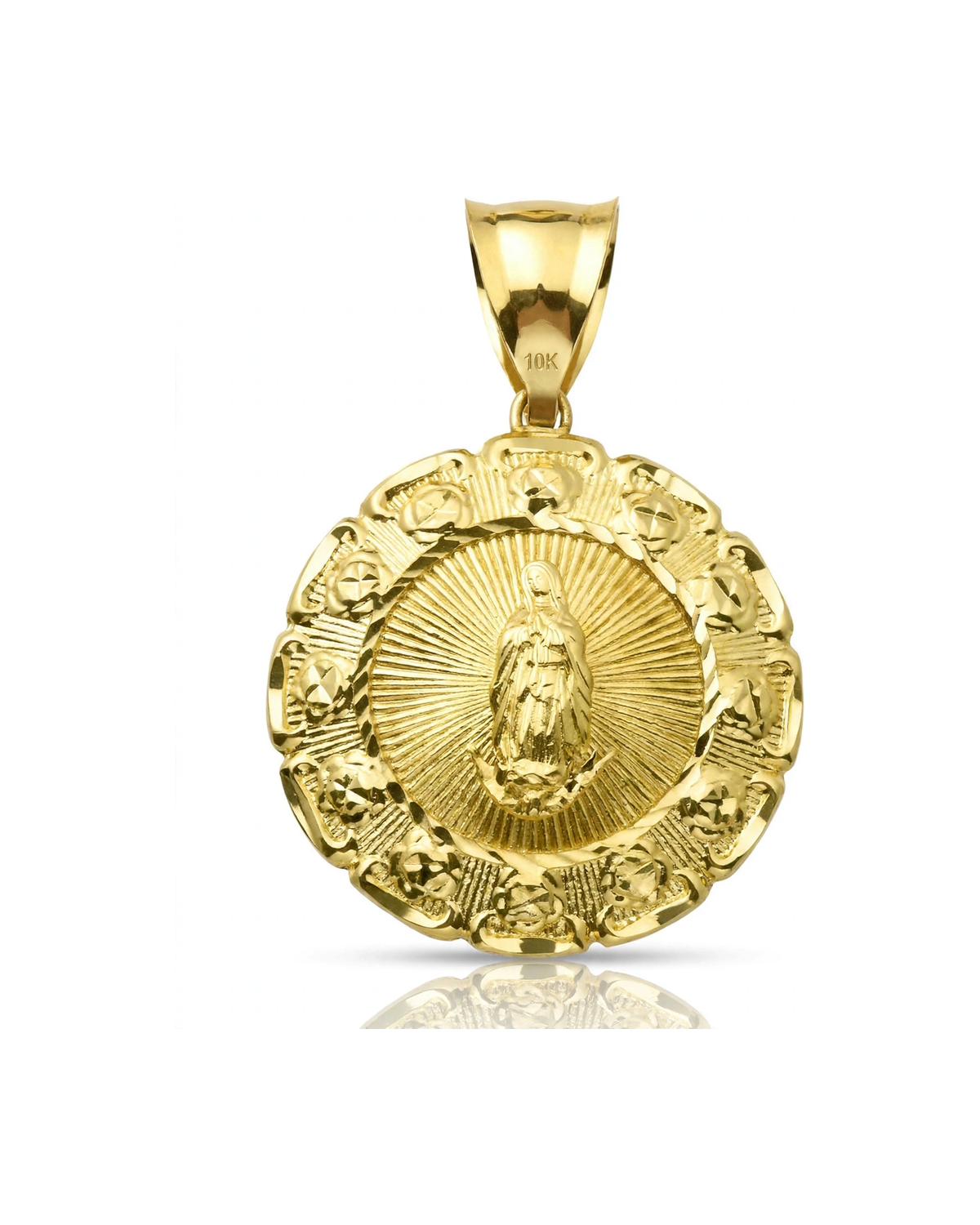 Reversible Jesus and Guadalupe Medallion Pendant - 10K Yellow Gold