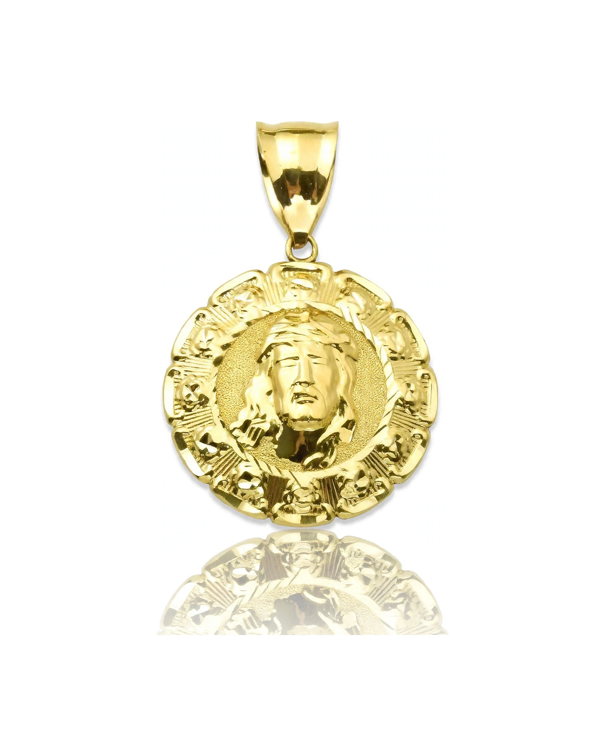 Reversible Jesus and Guadalupe Medallion Pendant - 10K Yellow Gold