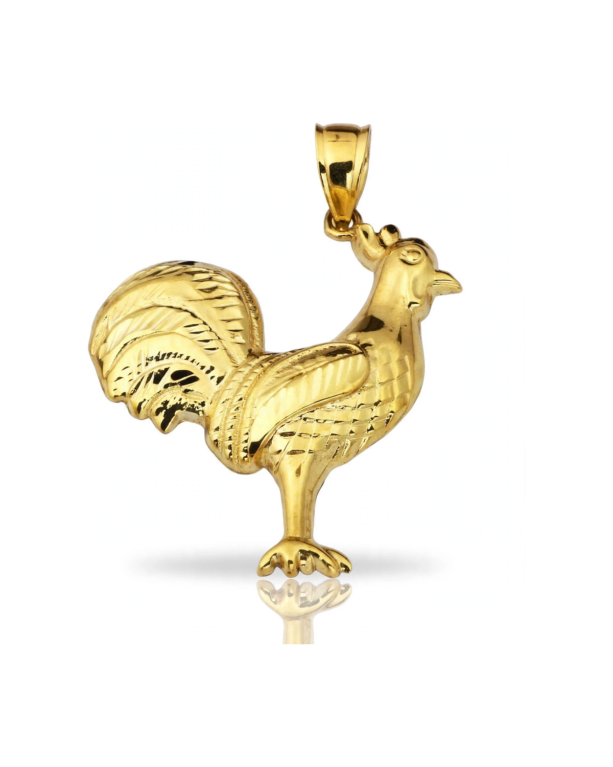 Rooster Standing Pendant - 10K Yellow Gold