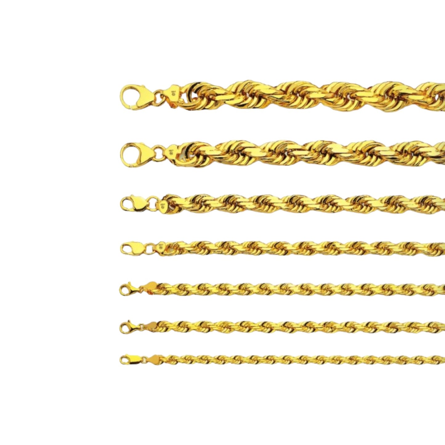 Rope Chain Necklace - 14K Yellow Gold - Solid