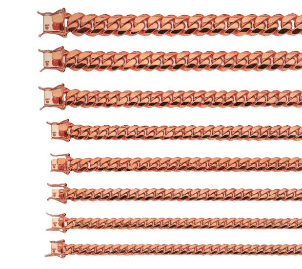 Miami Cuban Link Chain Necklace 14K Rose Gold - Solid