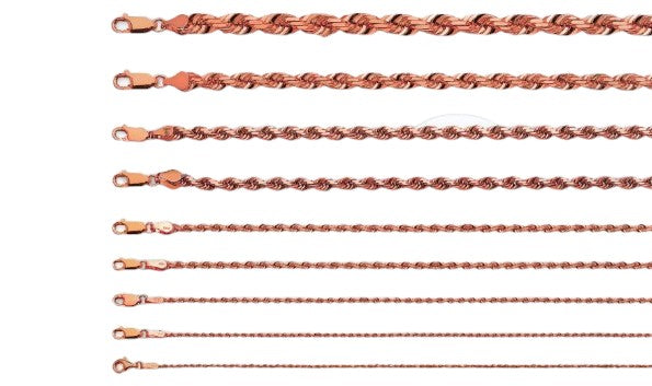 Rope Chain Necklace - 10K Rose Gold - Solid