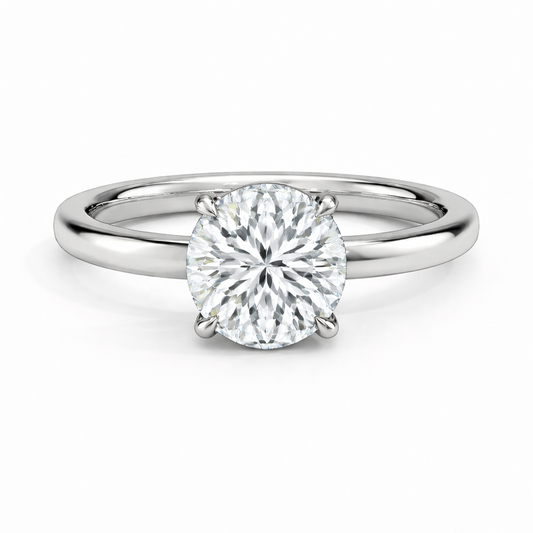14K Round Solitaire — Flat Edge