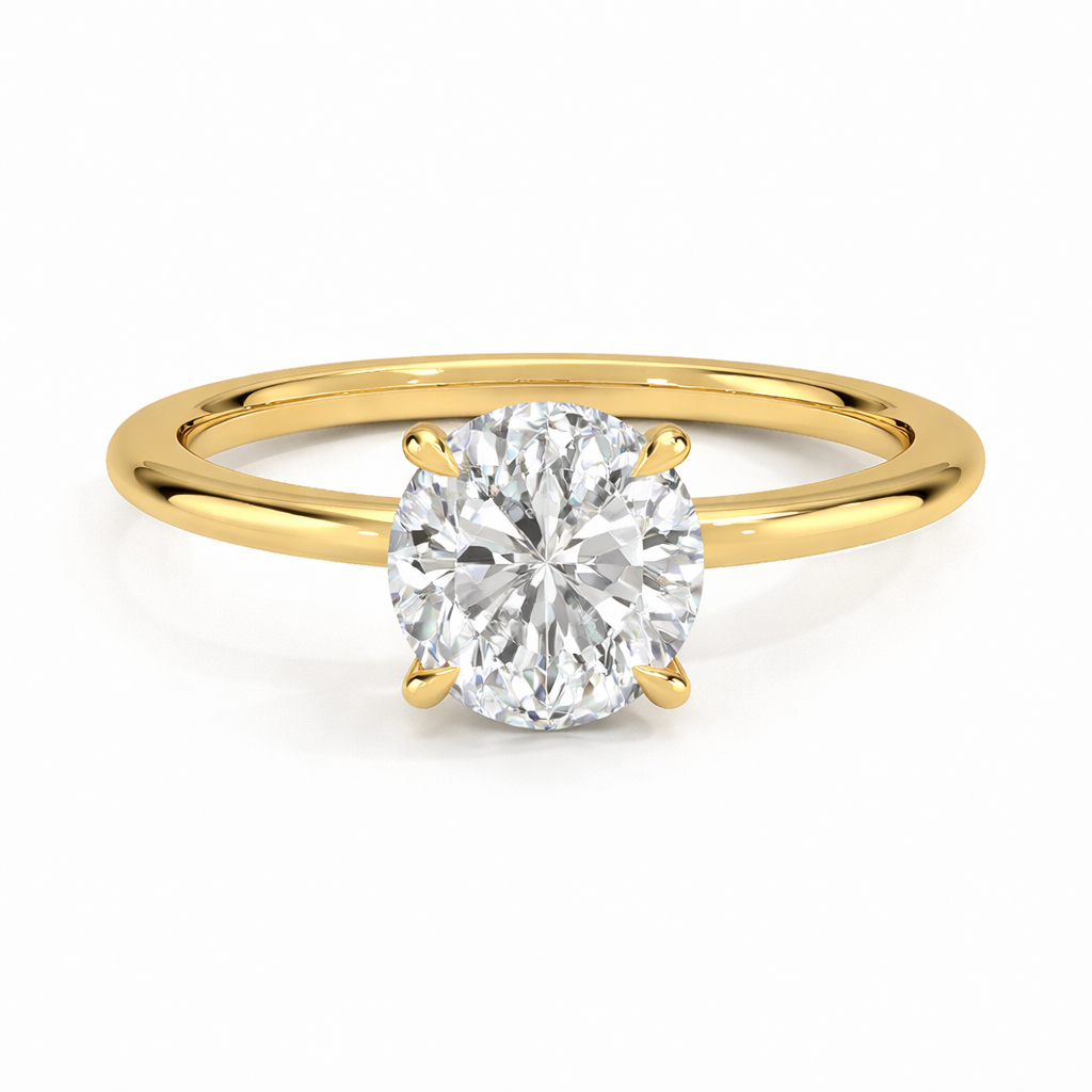 14K Round Solitaire — Cathedral