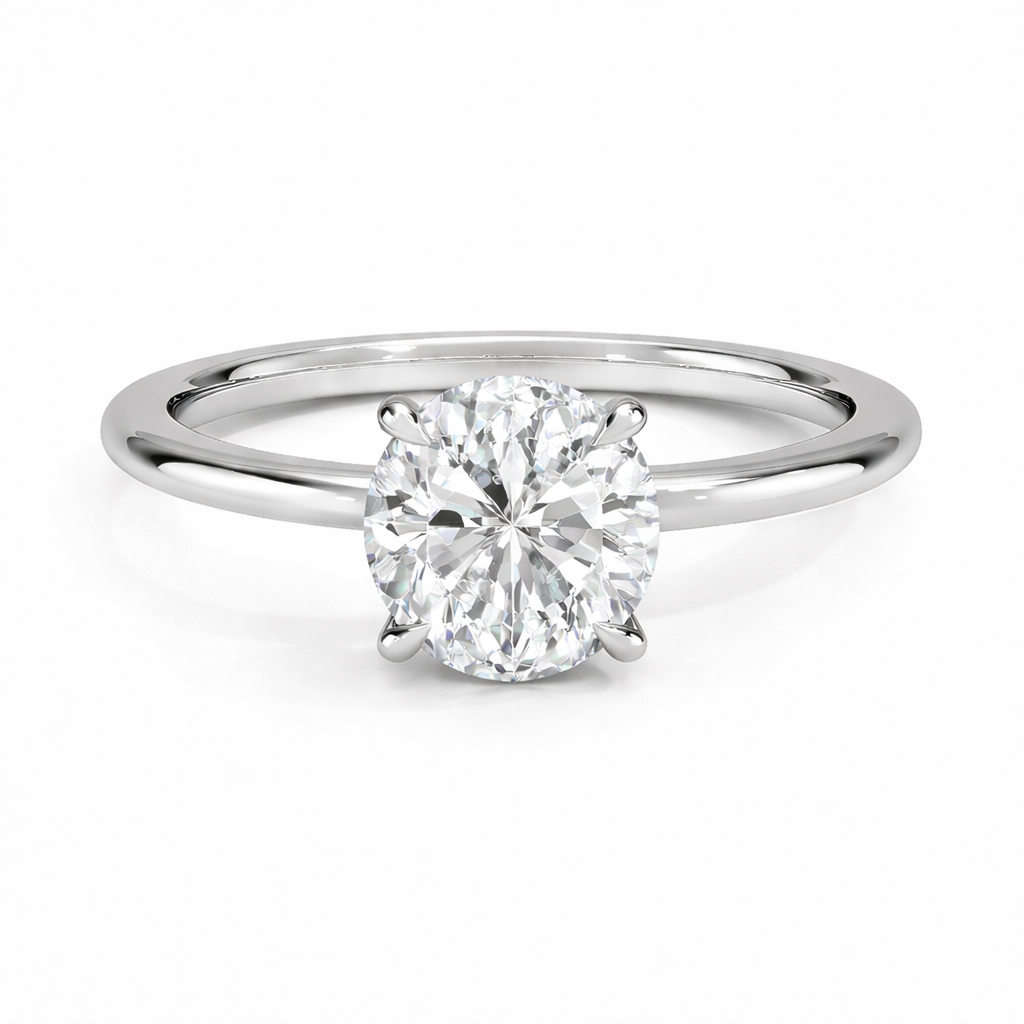 14K Round Solitaire — Cathedral