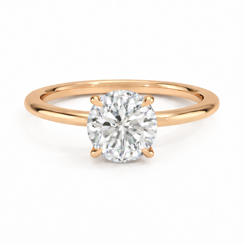 14K Round Solitaire — Cathedral