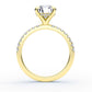 14K Round Solitaire — Hidden Halo Pave