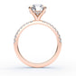 14K Round Solitaire — Hidden Halo Pave