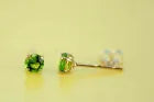 4K Yellow Gold 3mm Round Birthstone Stud Earrings with Push Back