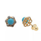 14k Yellow Gold Turquoise Stud Earrings/ Screw Back