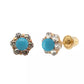 14k Yellow Gold Turquoise Stud Earrings/ Screw Back