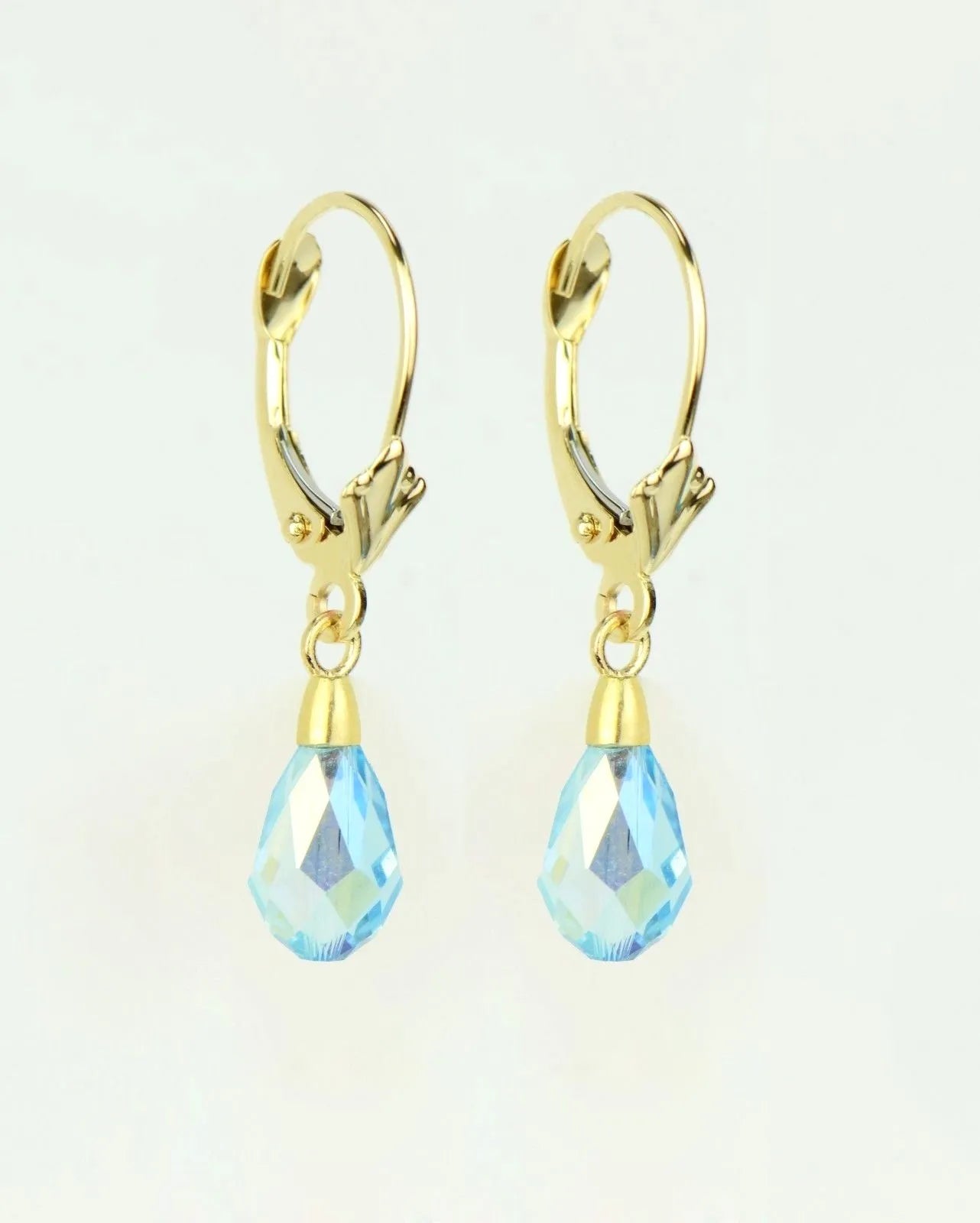 14k Yellow Gold Tear Drop Dangle leverback Earrings