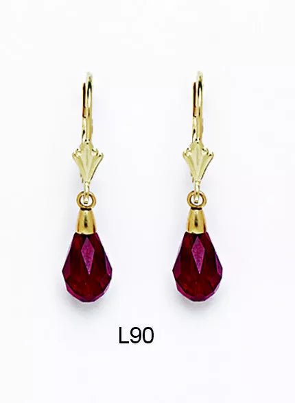 14k Yellow Gold Tear Drop Dangle leverback Earrings