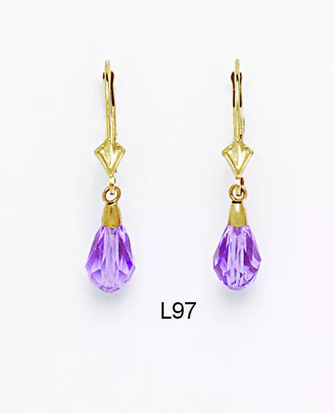 14k Yellow Gold Tear Drop Dangle leverback Earrings