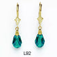 14k Yellow Gold Tear Drop Dangle leverback Earrings