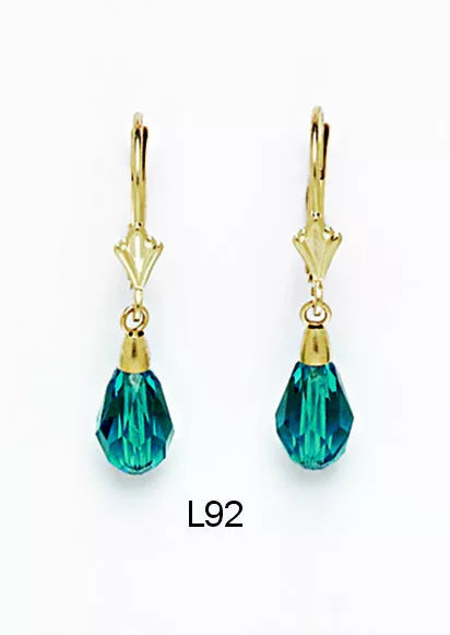 14k Yellow Gold Tear Drop Dangle leverback Earrings