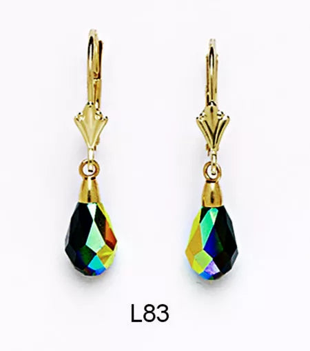 14k Yellow Gold Tear Drop Dangle leverback Earrings