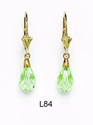 14k Yellow Gold Tear Drop Dangle leverback Earrings