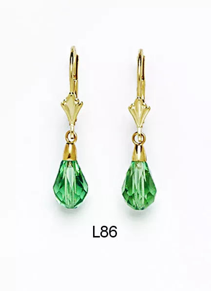 14k Yellow Gold Tear Drop Dangle leverback Earrings