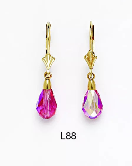 14k Yellow Gold Tear Drop Dangle leverback Earrings