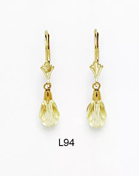 14k Yellow Gold Tear Drop Dangle leverback Earrings