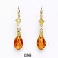 14k Yellow Gold Tear Drop Dangle leverback Earrings