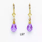 14k Yellow Gold Tear Drop Dangle leverback Earrings