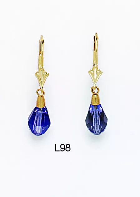 14k Yellow Gold Tear Drop Dangle leverback Earrings