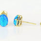 14k Yellow or White Gold Oval Opal Stud Earrings / Screw Back