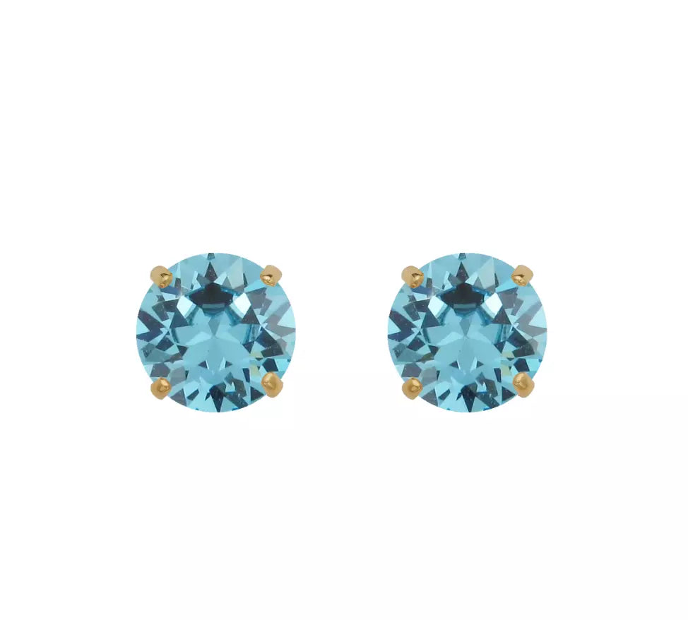 14K Solid Yellow Gold 5mm Round Birthstone Stud Earrings with Push Back