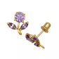 14k Yellow Gold CZ Flower Birthstone Stud Screw Back Earrings