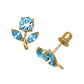 14k Yellow Gold CZ Flower Birthstone Stud Screw Back Earrings