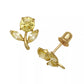 14k Yellow Gold CZ Flower Birthstone Stud Screw Back Earrings